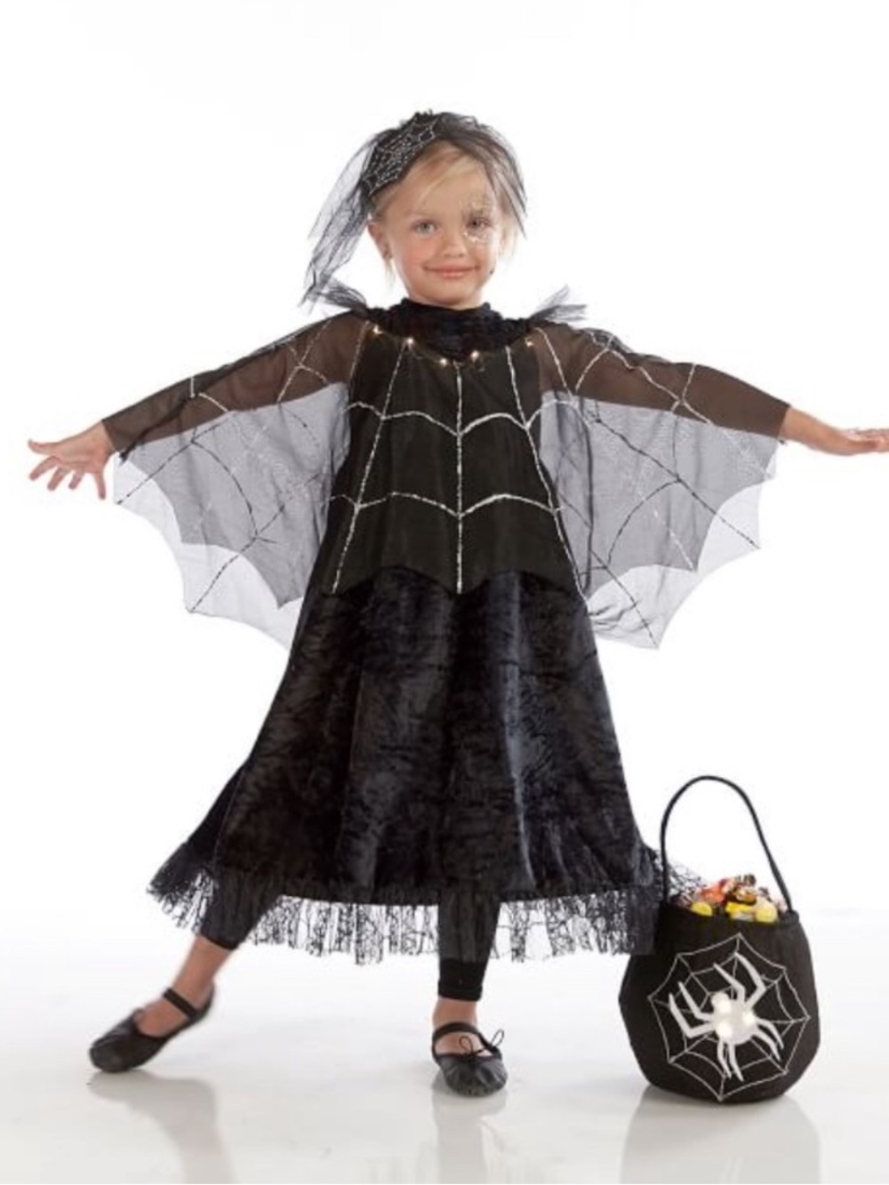 Pottery Barn Black Spider Queen Halloween Costume 4-6Y NEW RARE